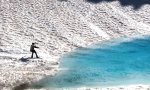 Funny Video : Mit dem Snowboard über den Gebirgssee